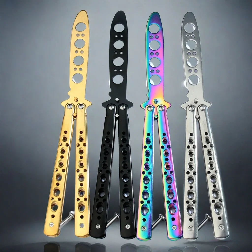 Folding Butterfly Knife Trainer Stainless Steel Pocket Practice Training Uncut Tool for Outdoor Games Hand Movements