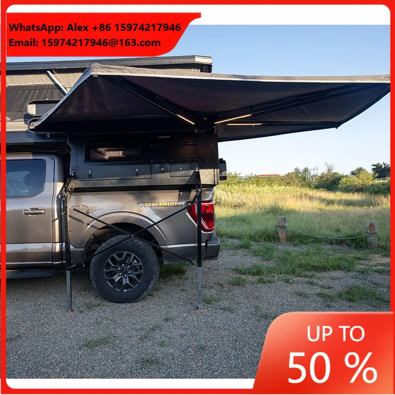 LED Lights Car Side Awning With Sides Fence Wall Pickup Camper 270 Awning 4x4 Free Standing For Caravan, Camper Accessories