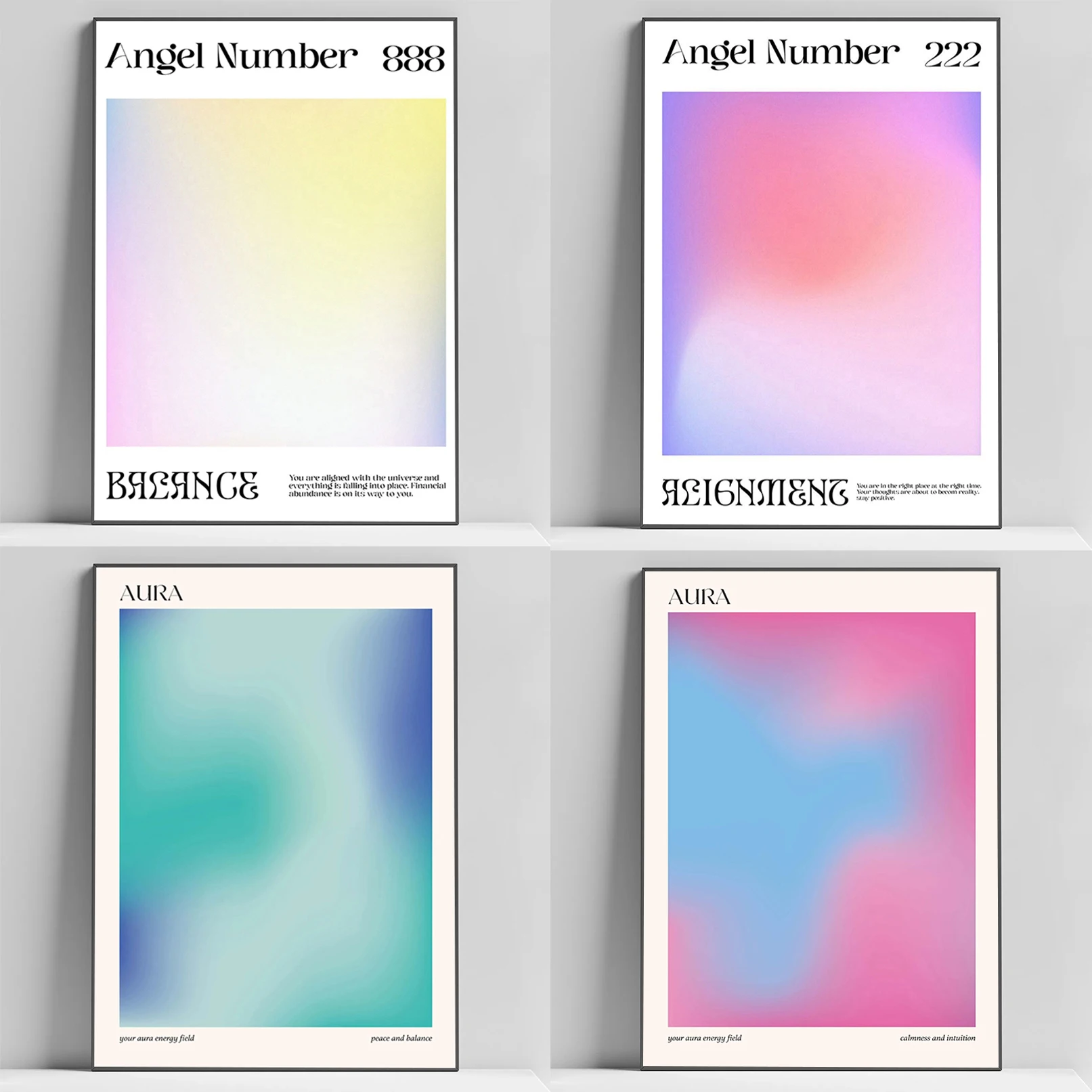 Angel Number Gradient Aura Poster Decorations for the Room Decor Canvas Home Decore With Free Shipping Wall Art Posters Painting