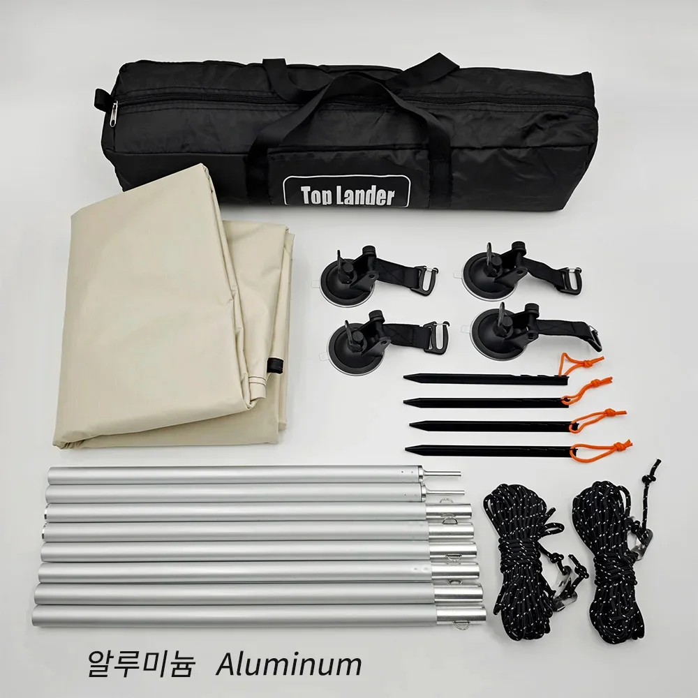 Manta Ray Auto Zijluifel Zwarte Coating Tarp met Zuignap Anker Outdoor Camping Toeristische SUV Tent Schaduw Waterdicht Anti UV