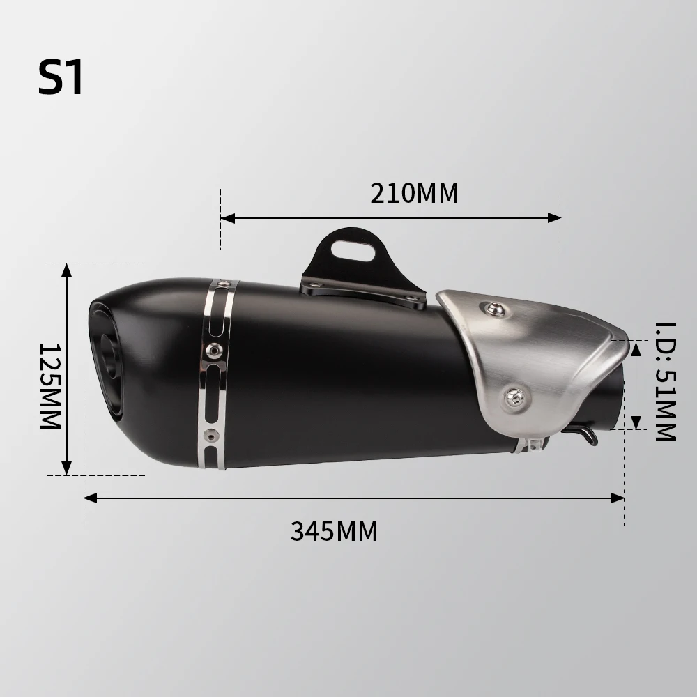 

Universal Motorcycle Muffler, 51mm Exhaust For R3 MT07 FZ1 R6 R15 ZX6R ZX10 Z900 Z400 1000 CBR1000 GSXR1000 with DB killer