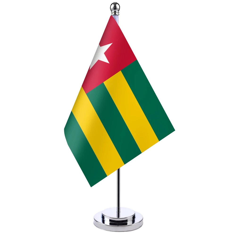 

14x21cm Office Desk Flag Of Togo Banner Boardroom Table Stand Pole The Togo Closet Cabinet Flag Set Meeting Room Decor