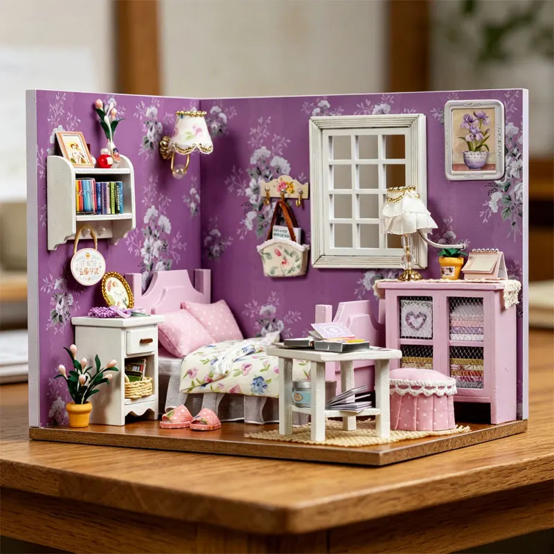 DIY Wooden Miniature Doll House Kits 3D Puzzles Assembly Building Kit With Furniture Decoration Dollhouse Handmade Toys For Gift