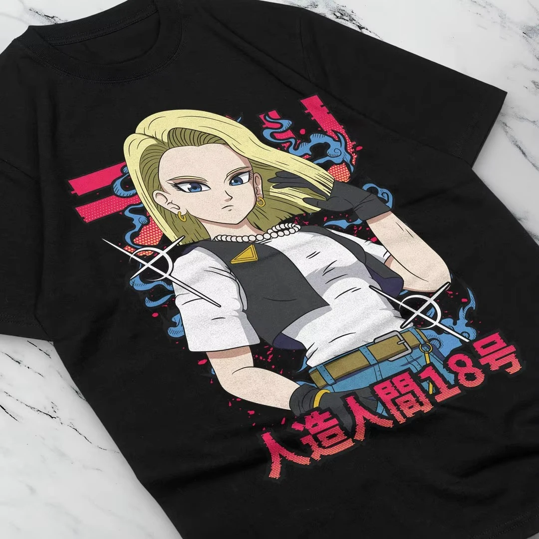 Anime Dragon Ball Android 18 Printed T-shirt Men's and Women's T-shirt Men's Top Sports T-shirt Men's T-shirt Summer Tee 2026