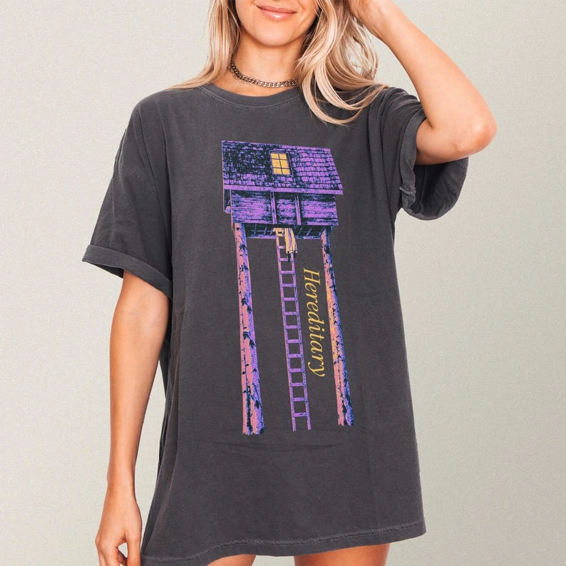 Horror movie pattern T-shirt genetic misfortune tree house T-shirt   Unisex streetwear shirt  vintage clothes t shirt women