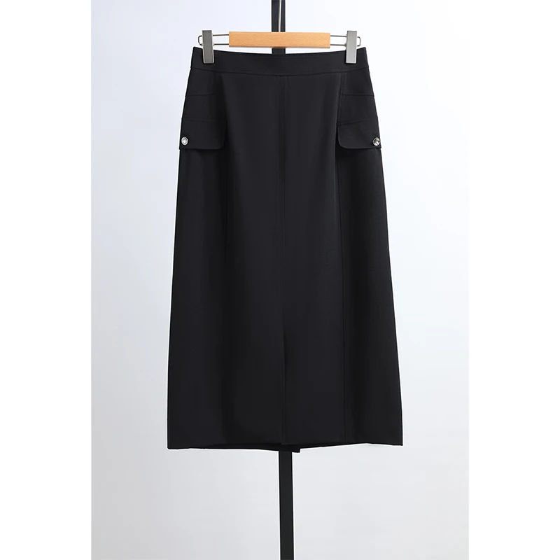 Zooc Brand Women's Slimming Straight Knee-Length Midi Skirt Fashionable Versatile High Waist Zipper Design City Commute Suitable