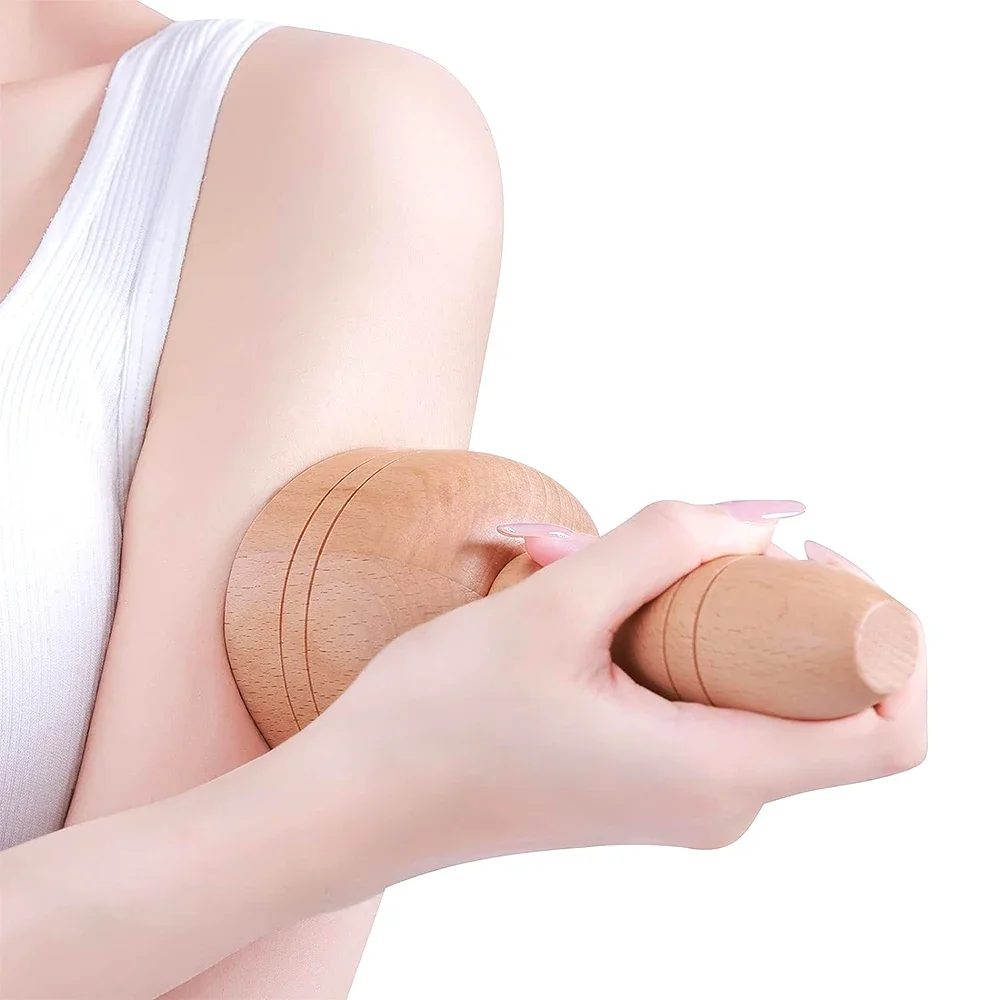 1Pcs Handhleld Wood Swedish Cup Body Sculpting Wooden Massager for Lympahtic Drainage, Anti-Cellulite, Muscle Pain Relief