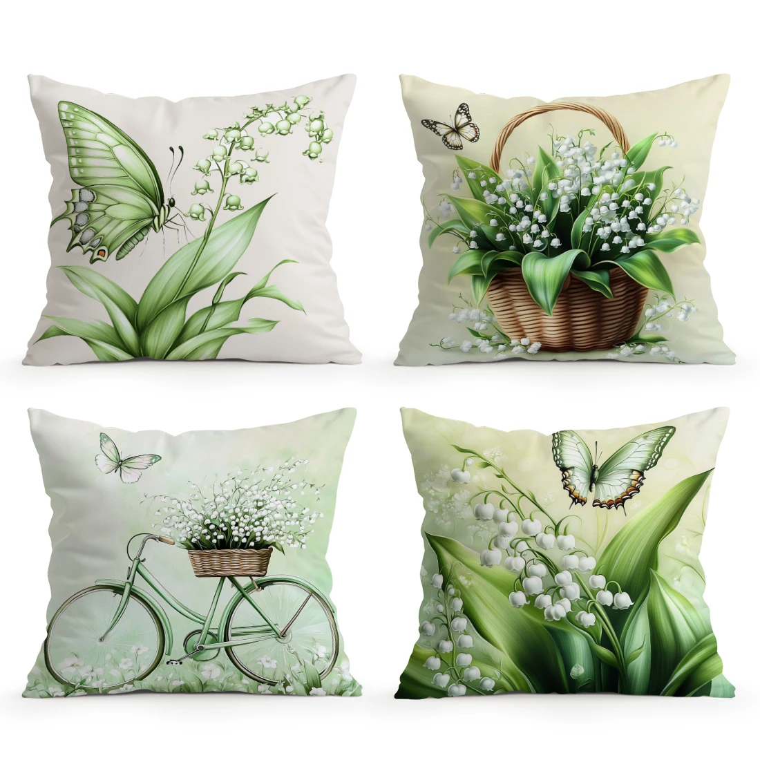 4pcs/set Butterfly Lilies Cushions Pillowcase Polyester Cushion Cover Throw Pillow Pillowcover Home Car Sofa Decor