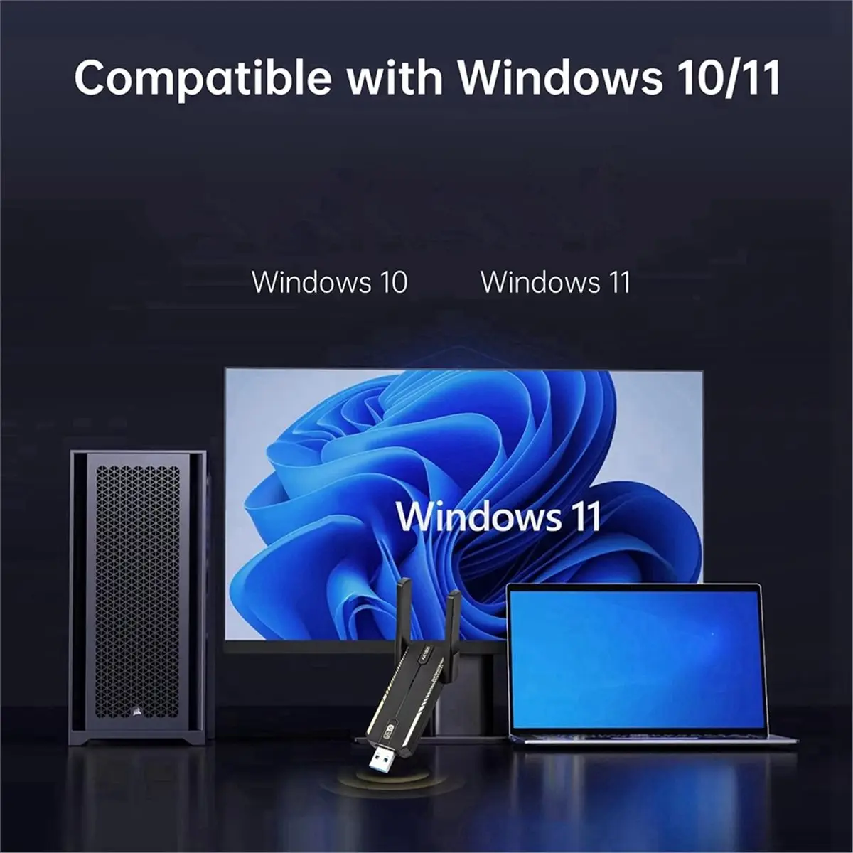 

USB-адаптер A23G WiFi 6 AX1800 USB 3.0, двухдиапазонный 2.4G/5Ghz, беспроводной сетевой адаптер для ПК, ноутбуков, Windows 10/11