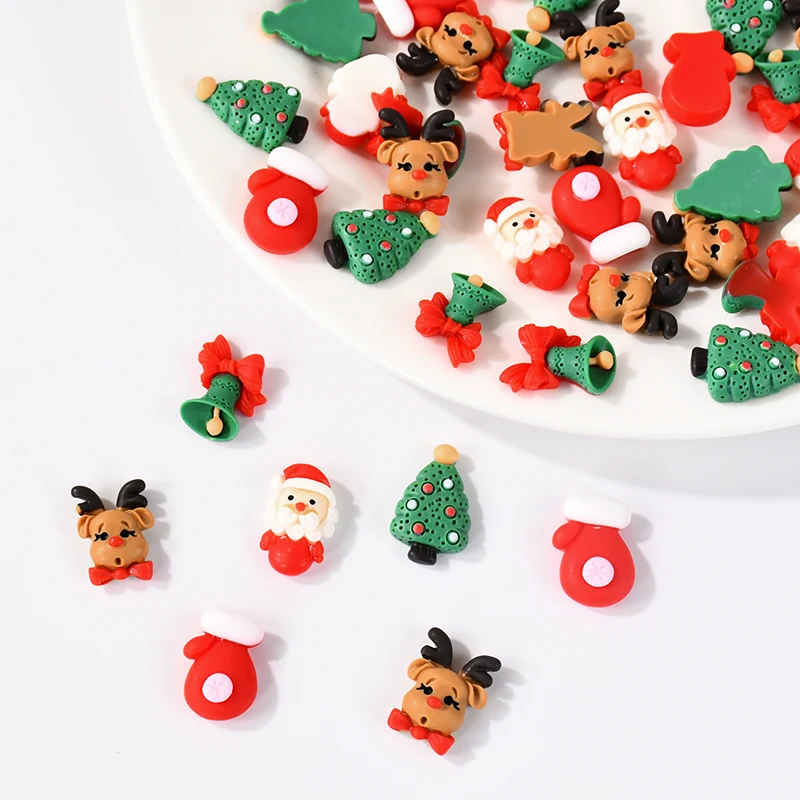 10/20pcs Mixed Christmas Resin Crafts Ornament Mini Santa Claus Xmas Tree Figurine DIY Decorations New Year Gifts Party Supplies