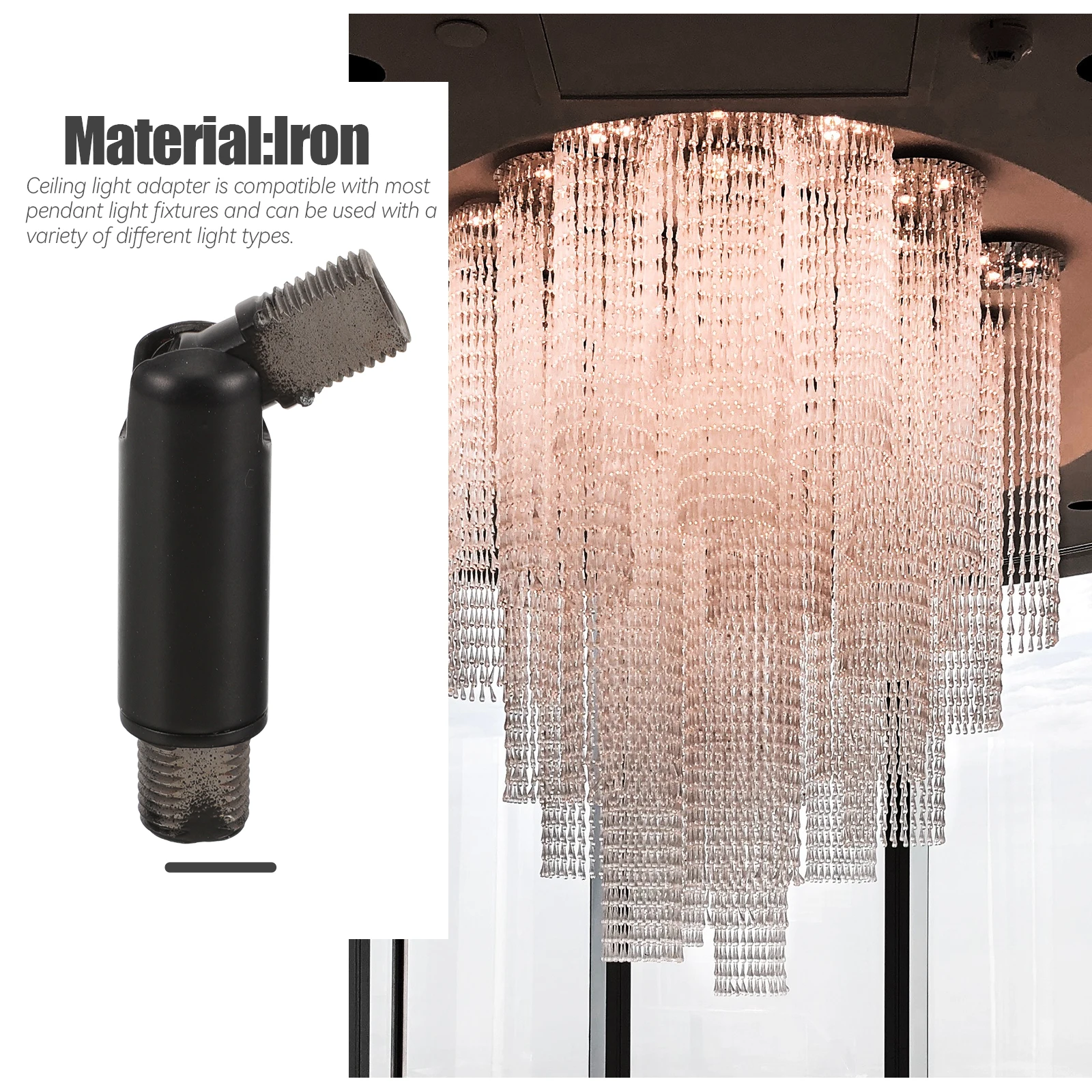 

Black Ceiling Light Adapter Universal Swivel Head Connector M10 Thread Compatible Pendant Chandeliers Lighting Fixtures