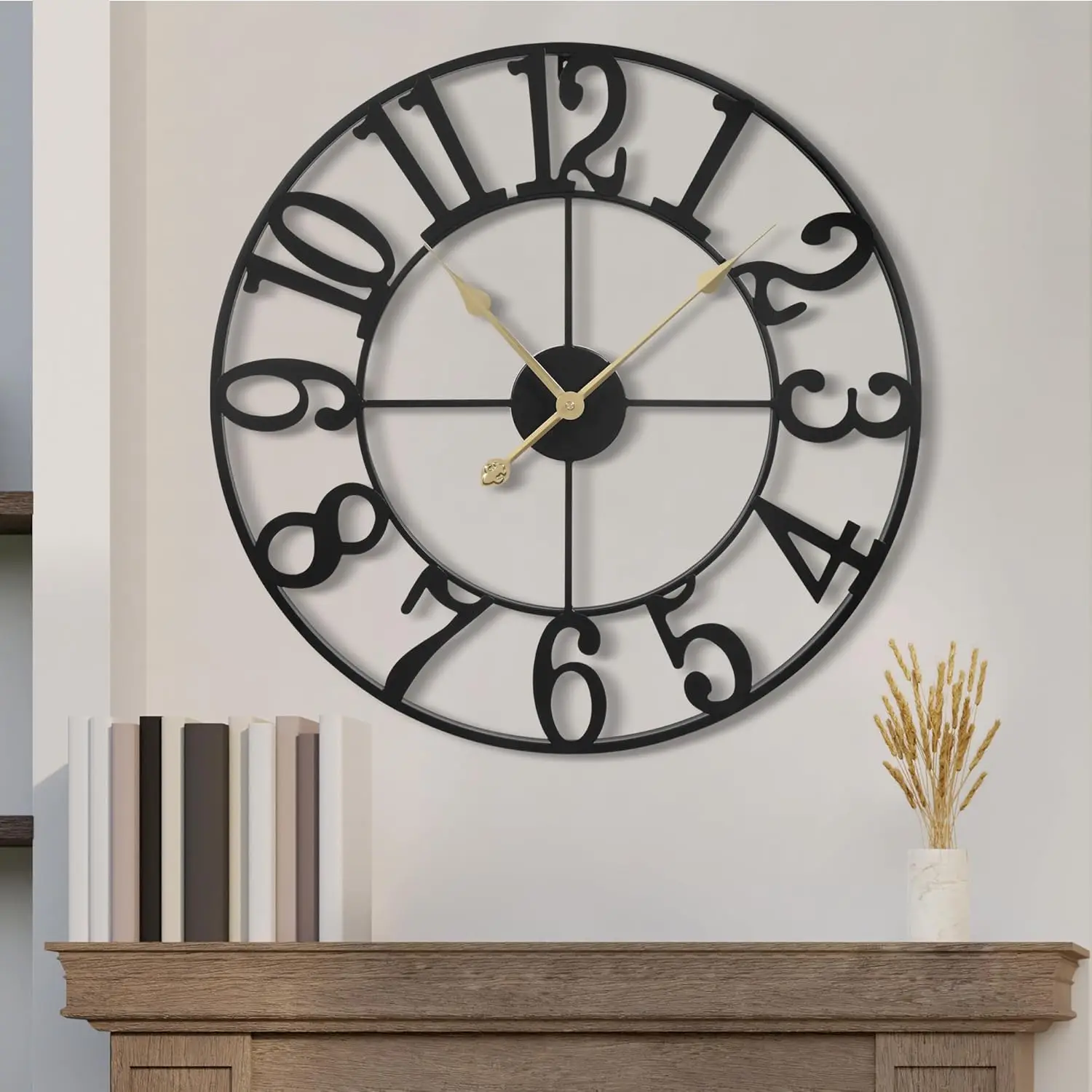 

Wall Clock 32 Inch Round Large Indoor Wall Clocks Battery Operated Silent Non Ticking, Farmhouse Vintage Decorative Analog