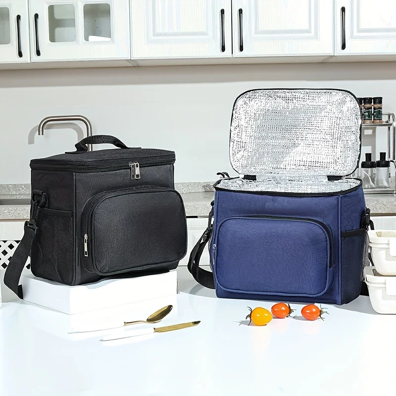 Portable bento bag with rice insulated large capacity crossbody insulated bag