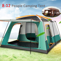 5-8/8-12 Person Camping Double Layer Tent Two Bedrooms Waterproof Big Space Outdoor Family Tent Nature Hike Tent Camping Travel