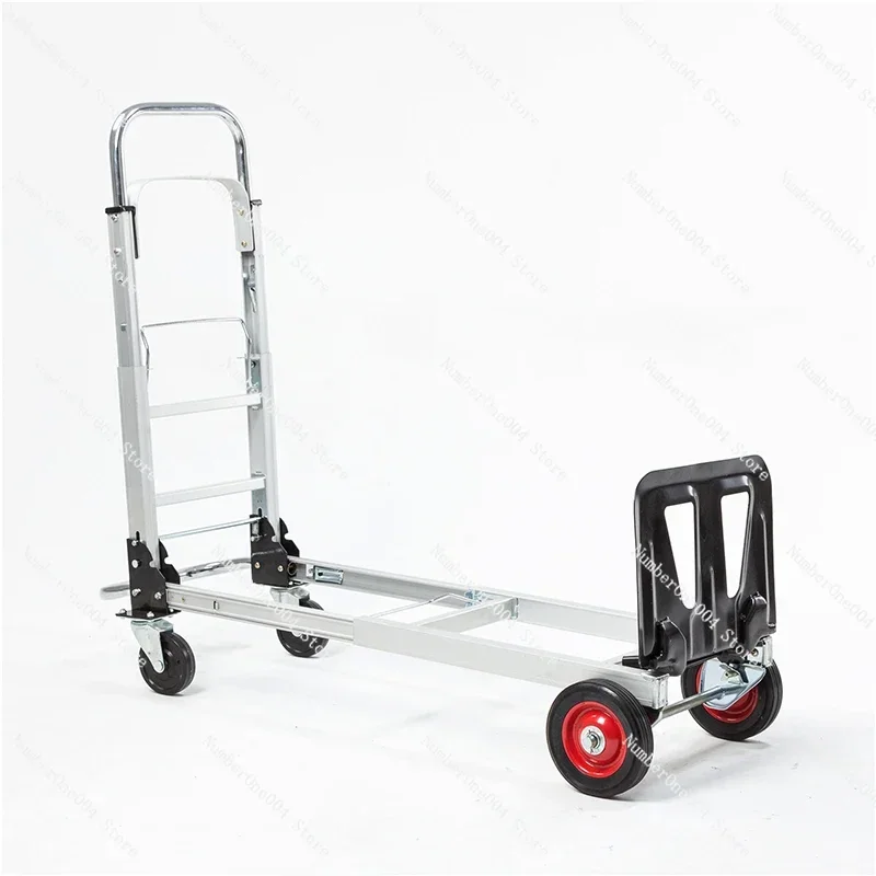 

Portable Hand Buggy Logistics Trolley Four-Wheel Truck Collapsible Trolley Aluminium Alloy Plate Trailer