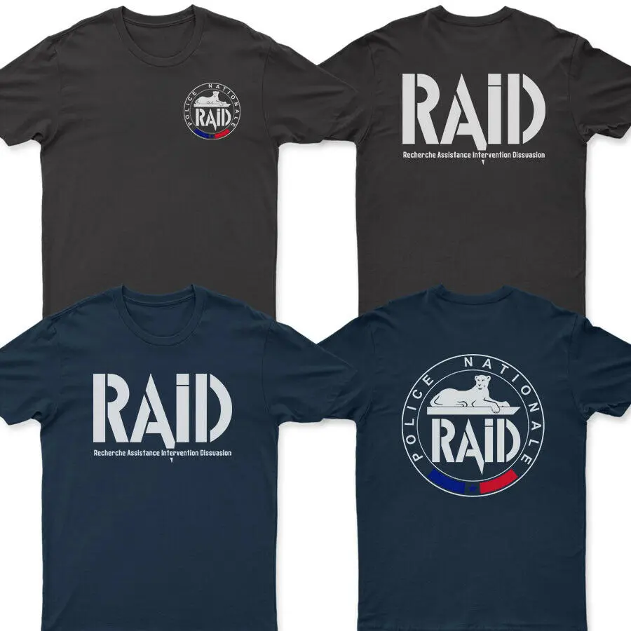 Recherche Assistance Intervention Dissuasion. France RAID Police T-Shirt. Premium Cotton Short Sleeve O-Neck Mens T Shirt New