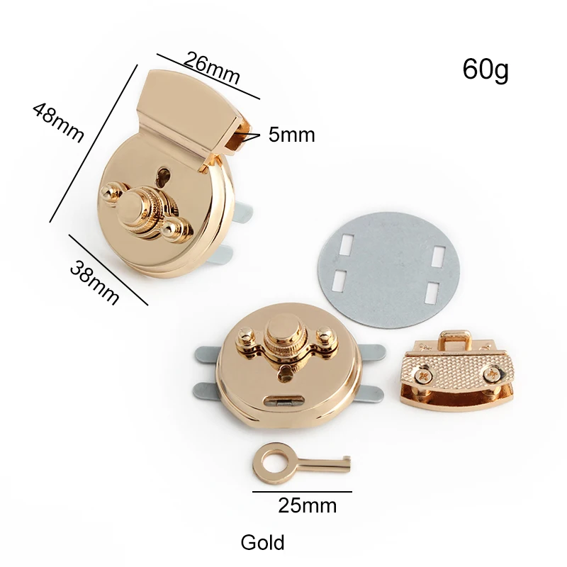 1-20sets 3 colors 38*48mm Wholesale Metal Trunk Locks ,alloy big push lock for DIY women handbags metal purse accessories