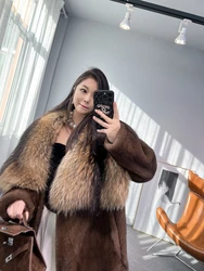 Fangtai 2023New Natural Real Mink Fur Coat Women Winter Warm Luxury Fur Jacket Plus Size Outwear FemaleVest Coats Fashion jacket