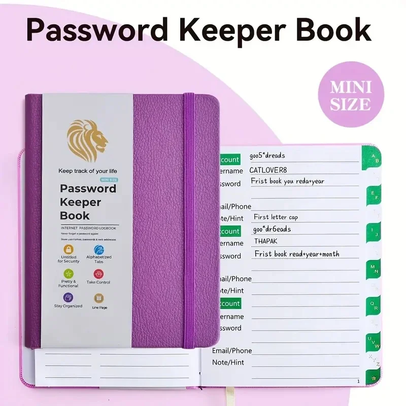 Password Book With Alphabetical Tabs - Internet Address & Password Keeper Logbook For Password Organization Notepad Notebook