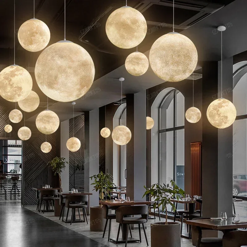 Nordic Minimalism Moon Pendant Lights Bedroom Decoration Home Lustre Chandelier B&B Loft Stair Restaurant Hanging Lamps fixtures