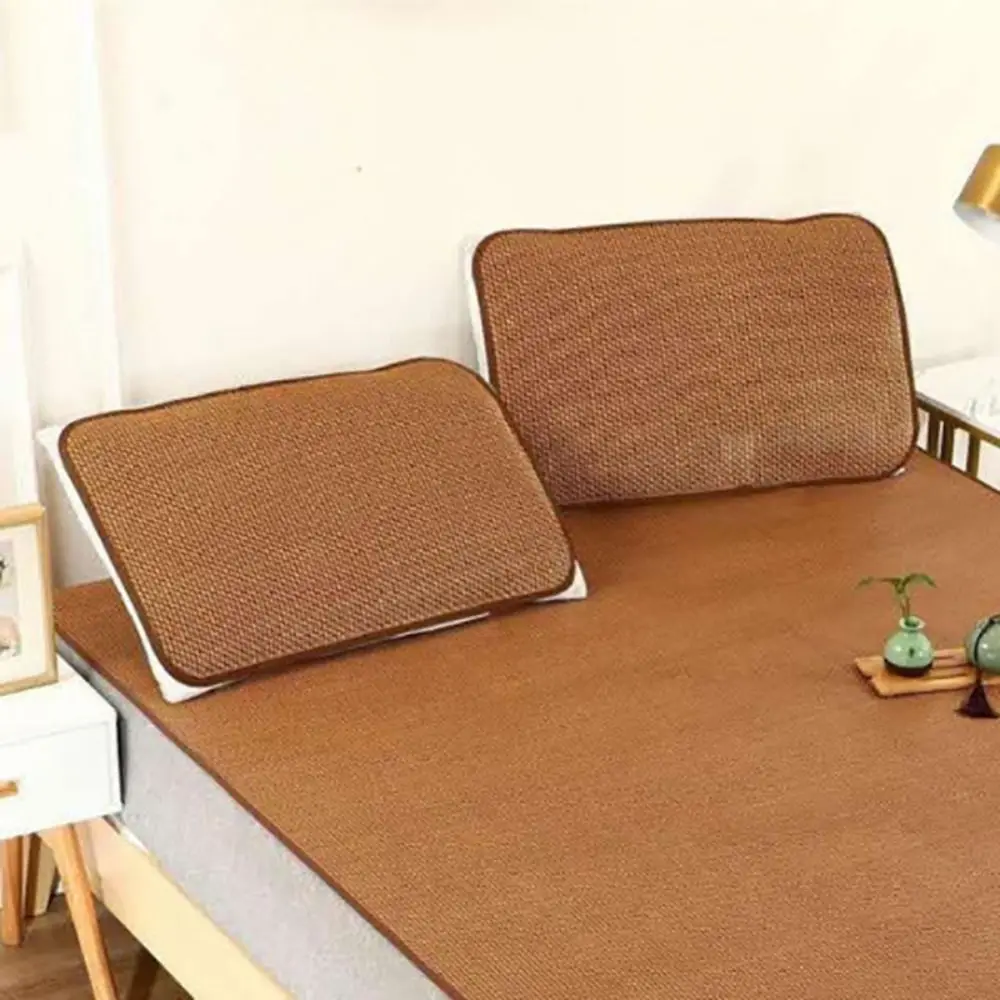 

1 Pair Rattan Summer Cool Pillow Cover No Burr Elastic Band Cooler Pillowcase Breathable Rectangular Cushion Cover Dormitories