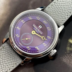 Sapphire Crystal NEW Pierre Paulin Jumping Hour Men Watch Salmon Dial Automatic St17 Mechanical Watch Vintage Date Window