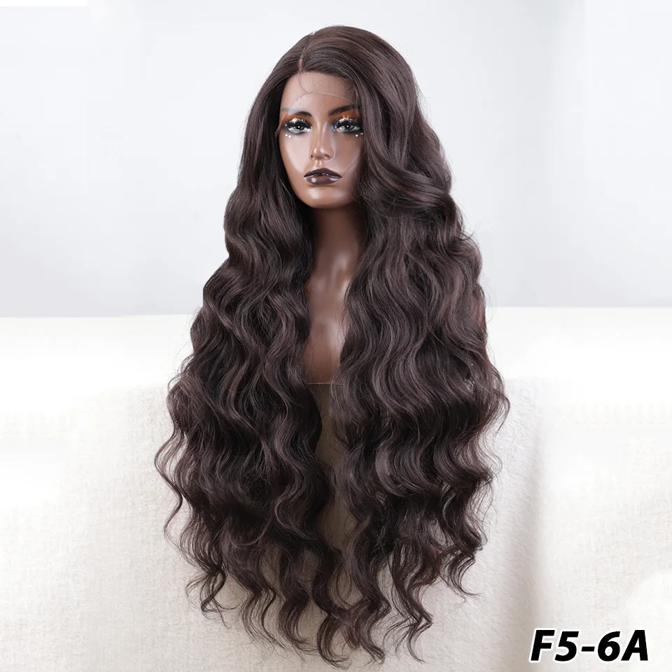 NATURE Deep Loose Wave Synthetic Wig 36 Inch Long Wavy Lace Front Wigs For Women Ginger Blue Blonde Wigs Side Part Cosplay Wig