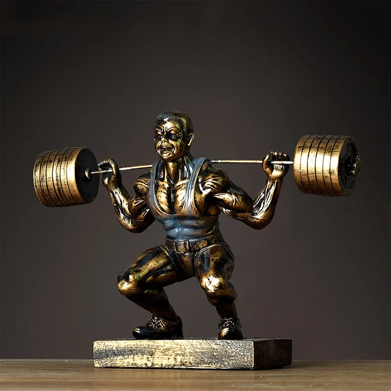 

American Home Creative Gym Decoration Crafts Study Decoration Decoration Abstract Weightlifting Figure Resin Sculpture Ornaments