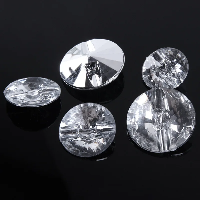 Rhinestone Acrylic Crystal Buttons Textile Sofa Cushions Silver DIY Diamond Clear Handmade Sewing Decorative Buttons 100pc/lot