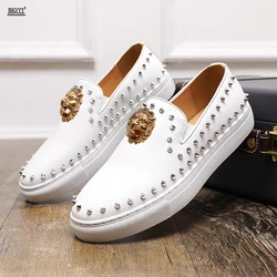 Oversized 48 luxury rivet board shoes male European station bright face nightclub hairstylist trend casual loafers A14