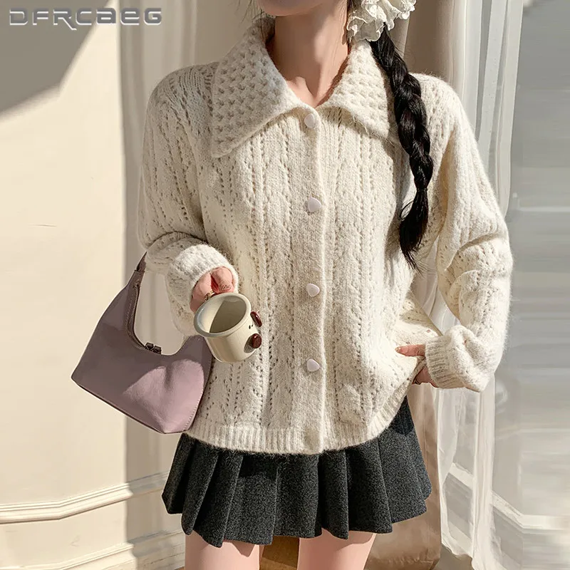 

Теплый вязаный кардиган в корейском стиле, женский свободный милый мягкий утолщенный зимний свитер, женский