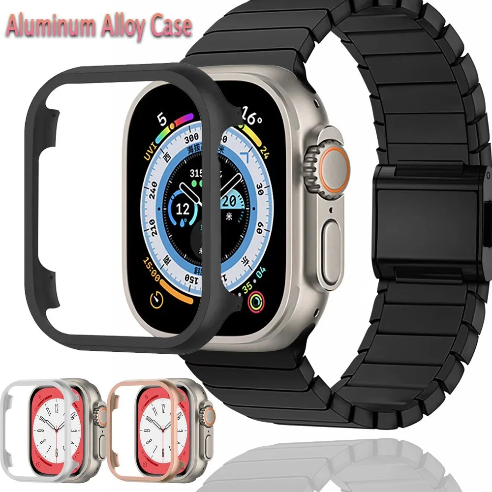 

Чехол из алюминиевого сплава для Apple Watch Ultra/2/3 49 мм 11 10 46/42 мм 9 8 7 45 мм 41 мм, защитная рамка для iWatch Series 6 5 4 SE 44/40 мм