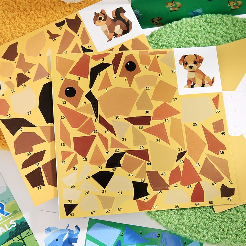 Mr Paper 12pcs/bag Sticker Book Students' Handmade 3D Geometric Collage DIY Stickers Early Educational Stickers For Journal