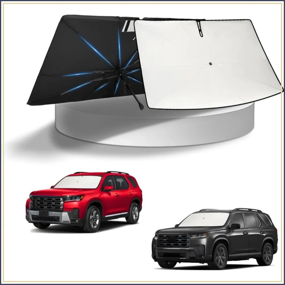 

Custom Fit Sun Shade for Honda Pilot 2016-2026 | Foldable Windshield Sunshade with Bendable Handle | Blocks Heat & UV, Scratch Resistant