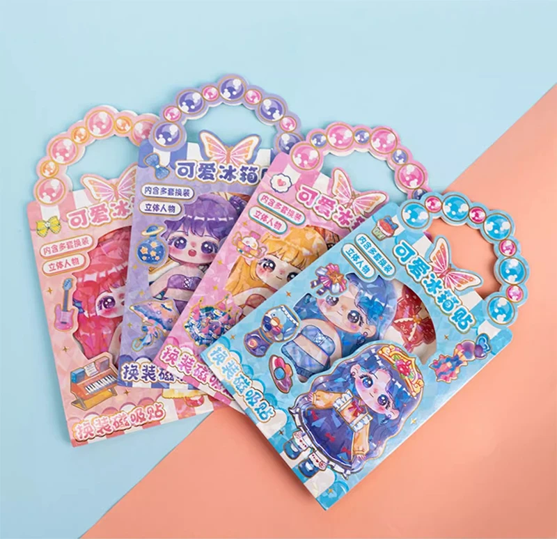 الإبداعية لطيف الأميرة اللباس ملصقات المغناطيسي للأطفال فتاة اللعب الخيالي DIY المواد الكرتون مغناطيس الثلاجة #2