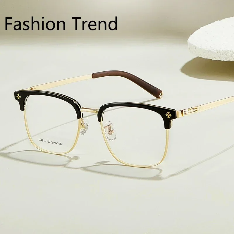 Men's Business Optical Prescription Eyeglasses Alloy Screwless Design High Quality Frames Custom Lenses for Women 34819
