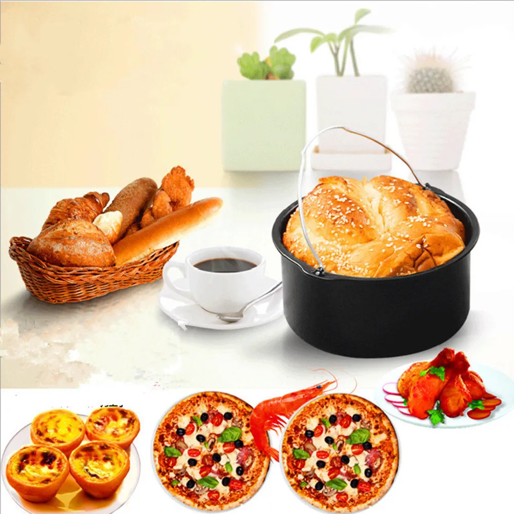 1Pcs Air Fryer Accessories 6 Inch Frying Pot Premium Durable Kitchen Tool Food Frying Basket Household Cooking