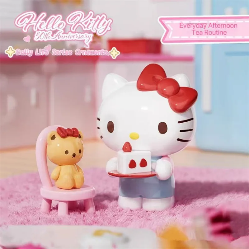 Spółka Sanrio. Figurka kolekcjonerska Hello Kitty z serii Daily Life Blind Box, dekoracja, prezent urodzinowy dla dzieci, zabawki.