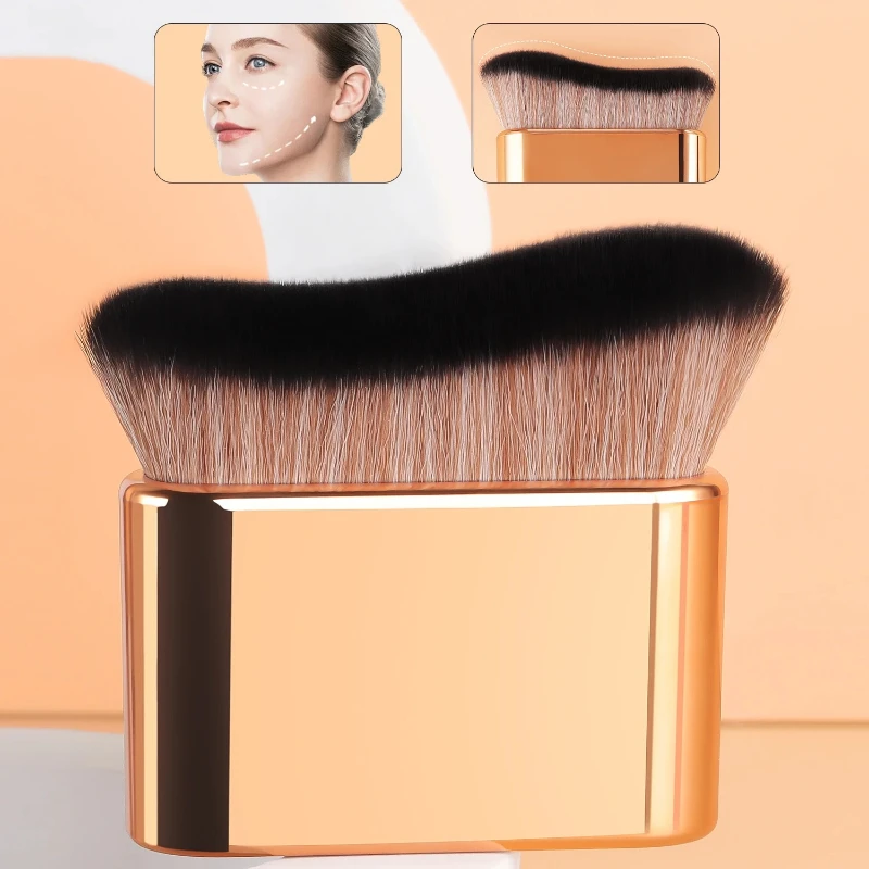 

1 шт. ручная кисть для макияжа, кисть для тональной основы, изогнутая кисть, мягкая щетина, равномерное нанесение, высококачественная кисть для макияжа, Travel-F