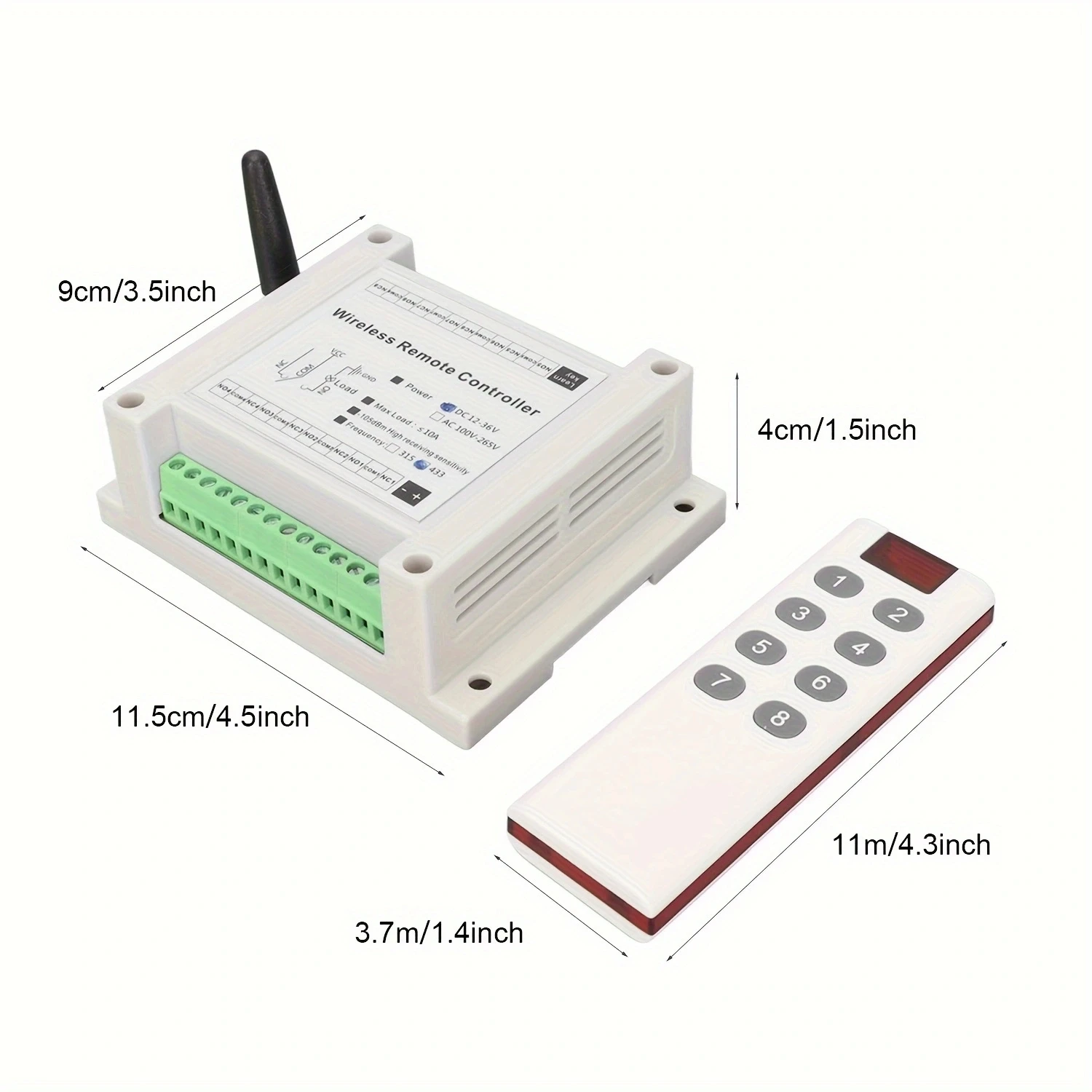 DC12V 24V 36V 8CH Wireless Remote Control LED Light Switch Relay Output Radio RF Waterproof Transmitter And 433MHz Receiver