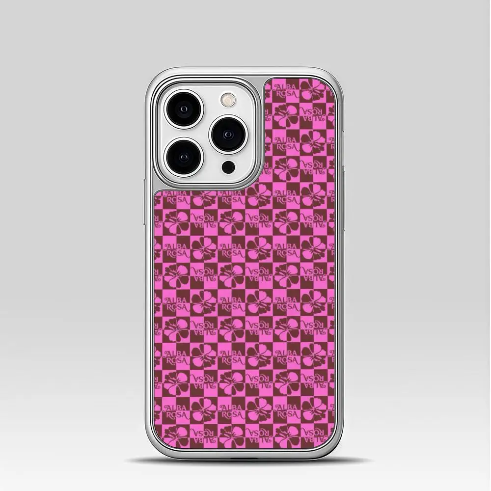 Fashion A-ALBA R-ROSA  Phone Case For iPhone 16 15 14 13 12 11 Pro Max Plus HD Magsafe Metal Frame Carbon Fiber Hard Shell view 3