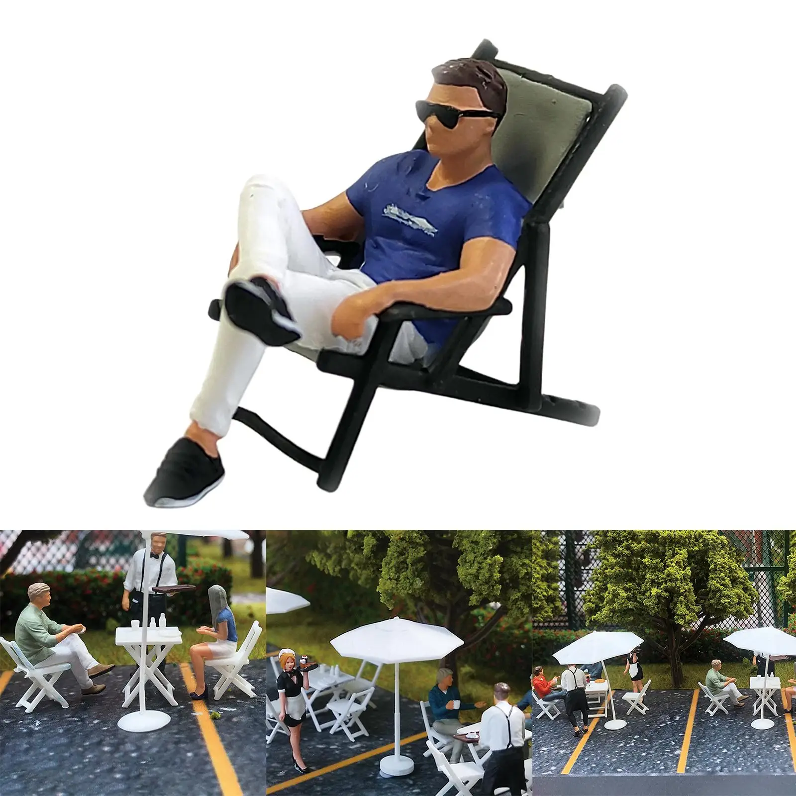 

Миниатюрные фигурки в масштабе 1:64 для макетов кофейни, шезлонг, человек