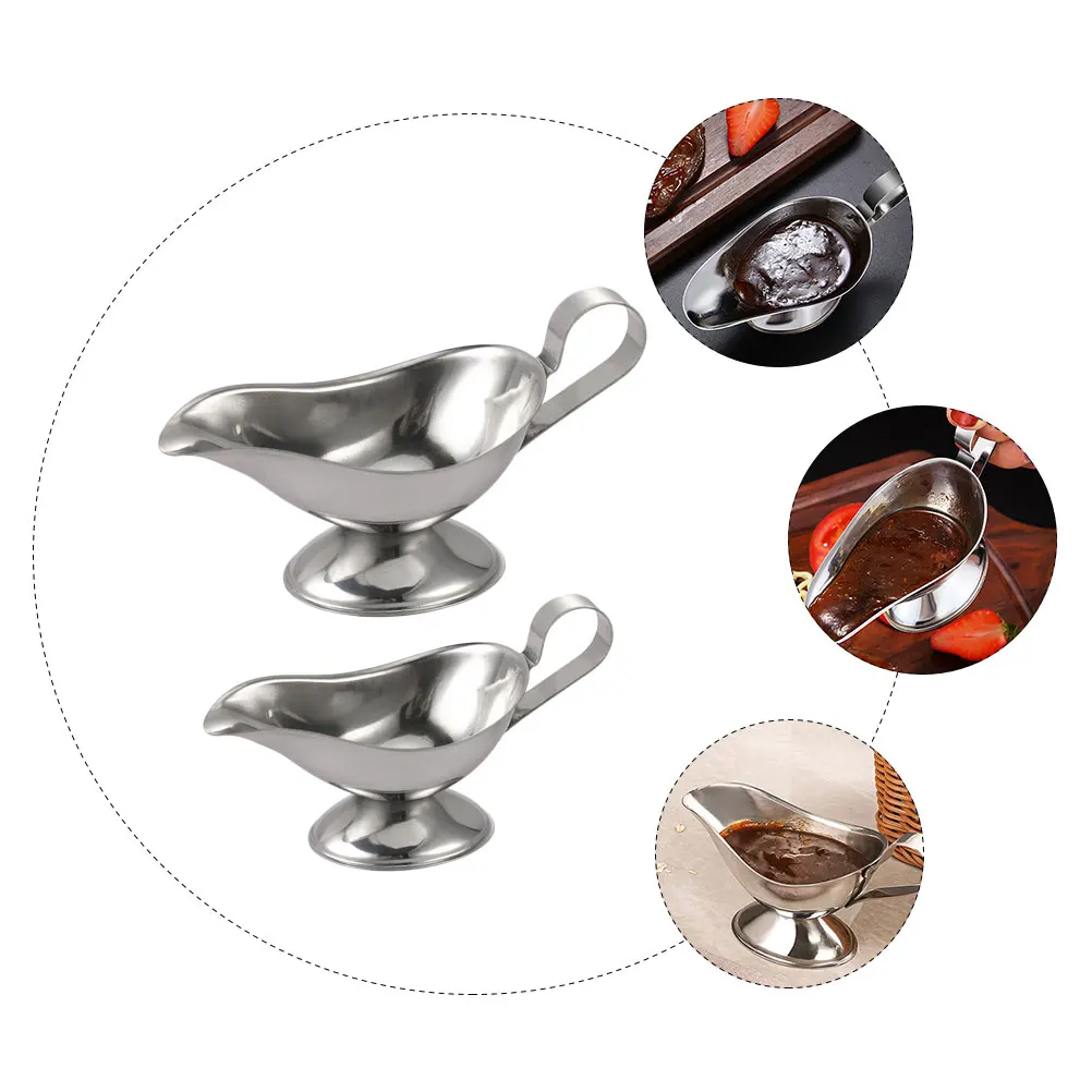 

2pcs Stainless Steel Cups For Restaurant Home Use Sauce Dispenser Steak Tomato Salad Sauce Container Kitchen Barware Supplies