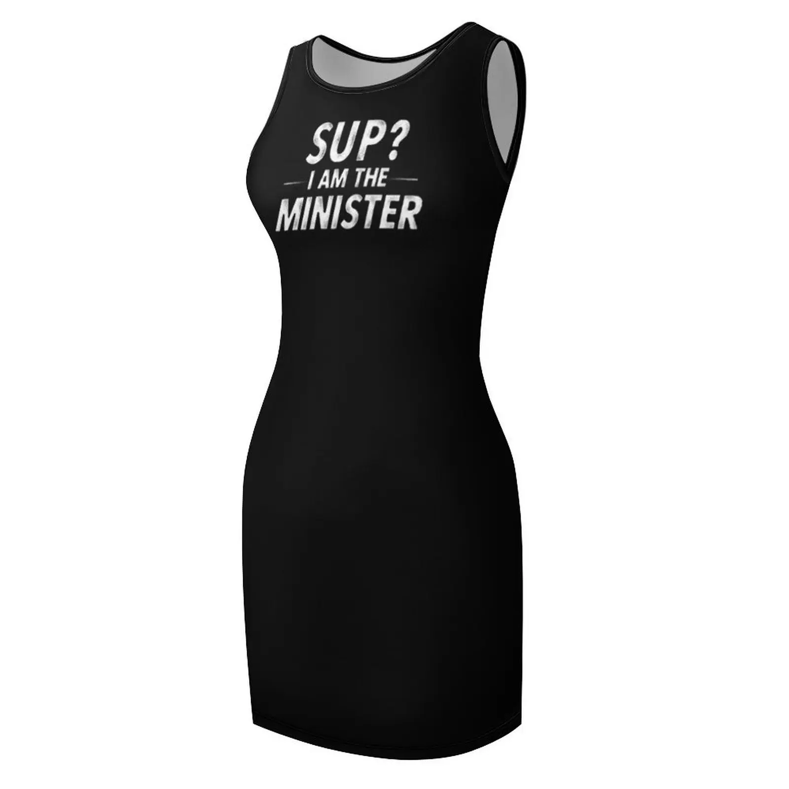 何ですか？ 私は大臣です 面白い結婚式の司祭ジョークTシャツ ノースリーブサンドレス レディース2025ビーチウェア