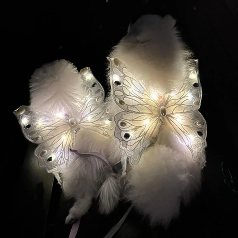 Creative Dog Wings Glowing Butterfly Pet Back Decoration Cute Cat Accessories Dog Clothes for Small Medium Pet Supplies