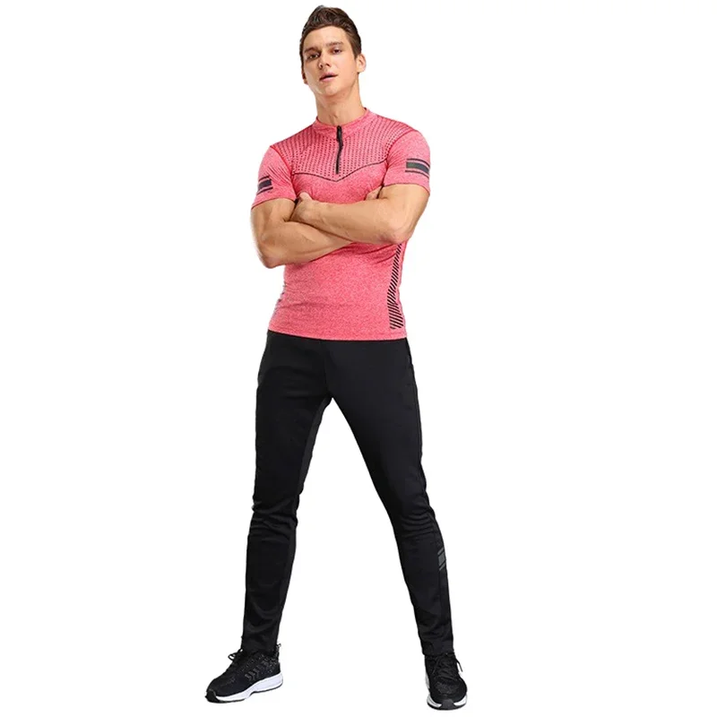 Bodybuilding Sports Running Pants Men\'s Striped Breathable Fitness Training Jogging Sweatpants Black Basketball Tennis Trousers