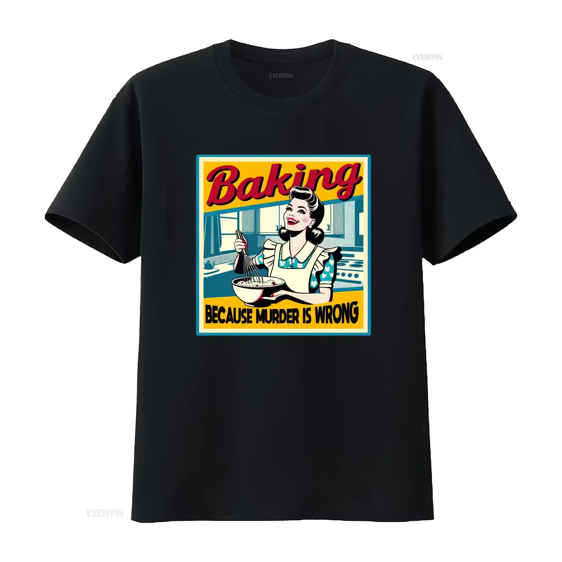 Baking Because Murder Is Wrong T Shirt Funny Retro Design vintage Washed graphic Casual Stylish homme designer clothes vintage