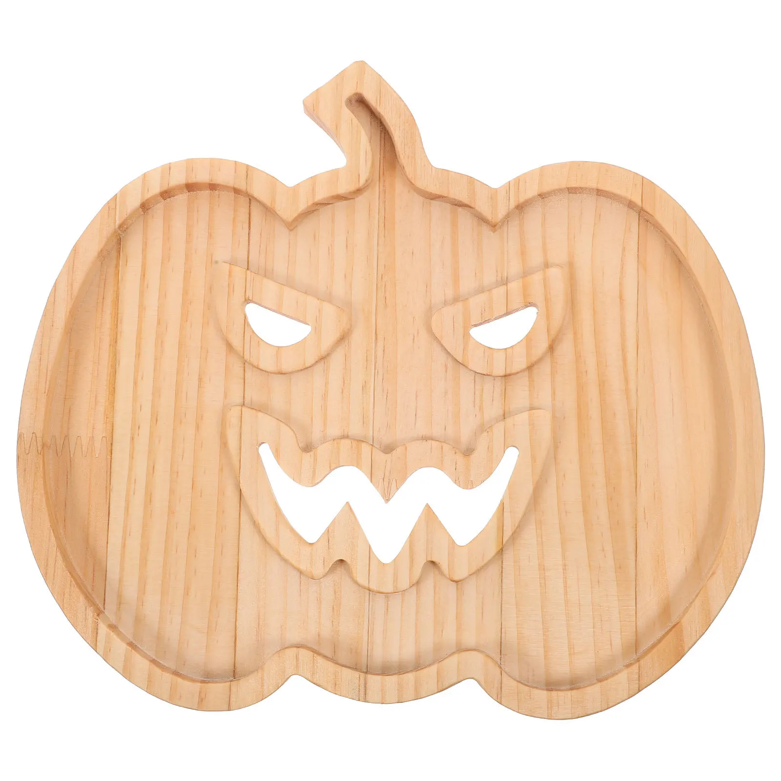 

Pumpkin Shape Wood Serving Tray Halloween Snack Plate Dessert Fruit Display Bread Holder Halloween Serving Platter Tray