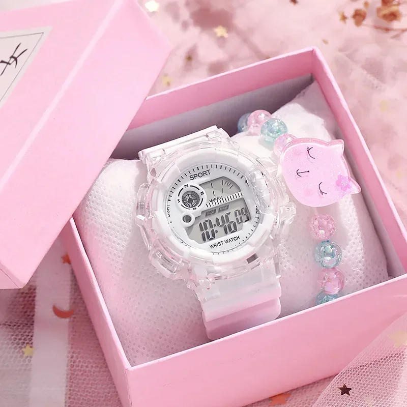 

Hot Sale Kids Watches Set Electronic Silicon Strap Quartz Watches Girls' School Clock, Children's Gift (No Box)