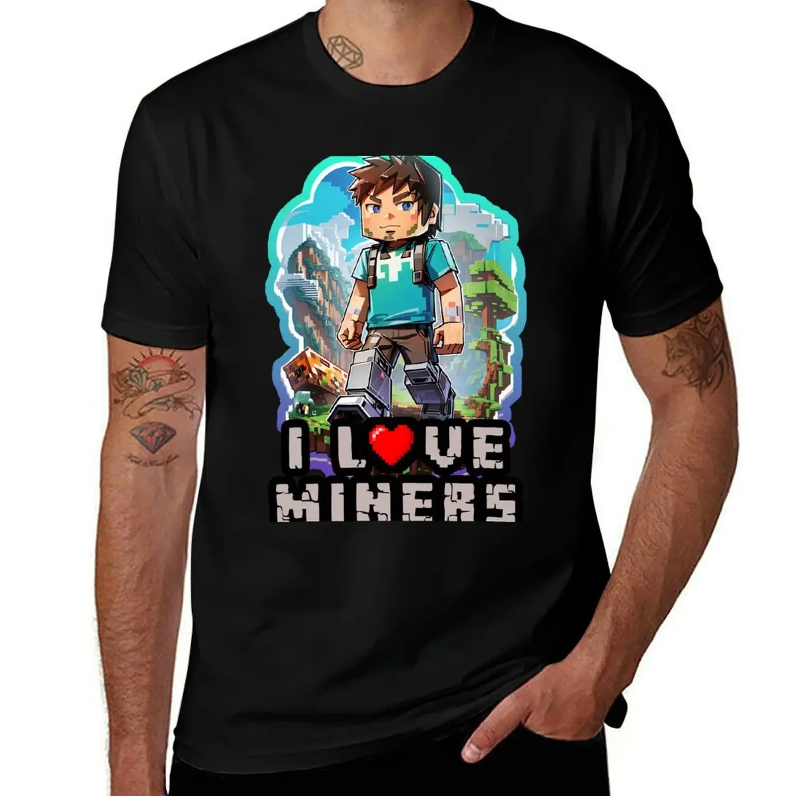 I love miners T-Shirt baggy shirts animal prinfor boys Men's clothing